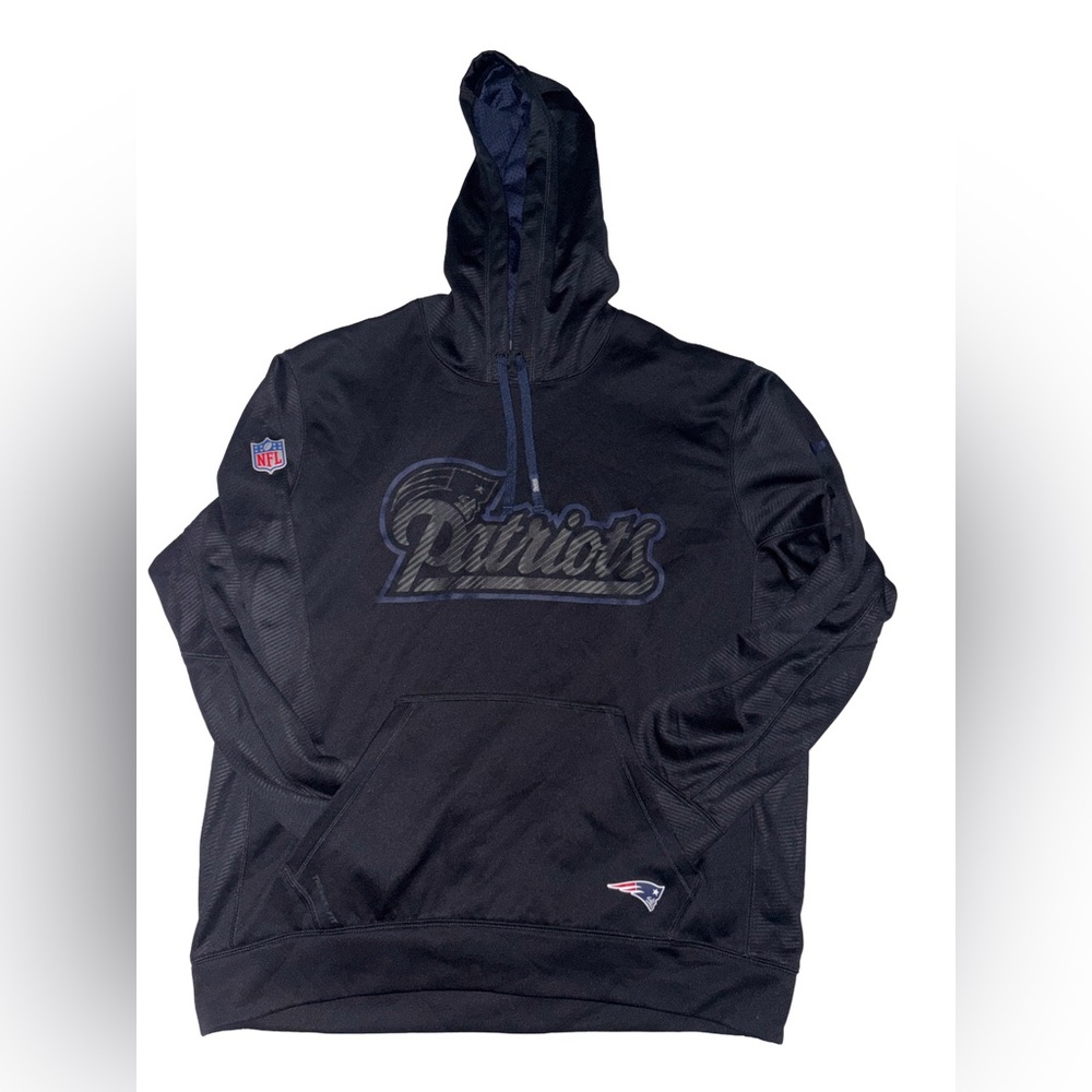 Nike New England Patriots Football Black Therma Fit Hoodie Sweatshirt Mens Large